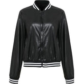 Winter Black Bomber Chic Biker pure Sheepskin Leather Jacket For Women